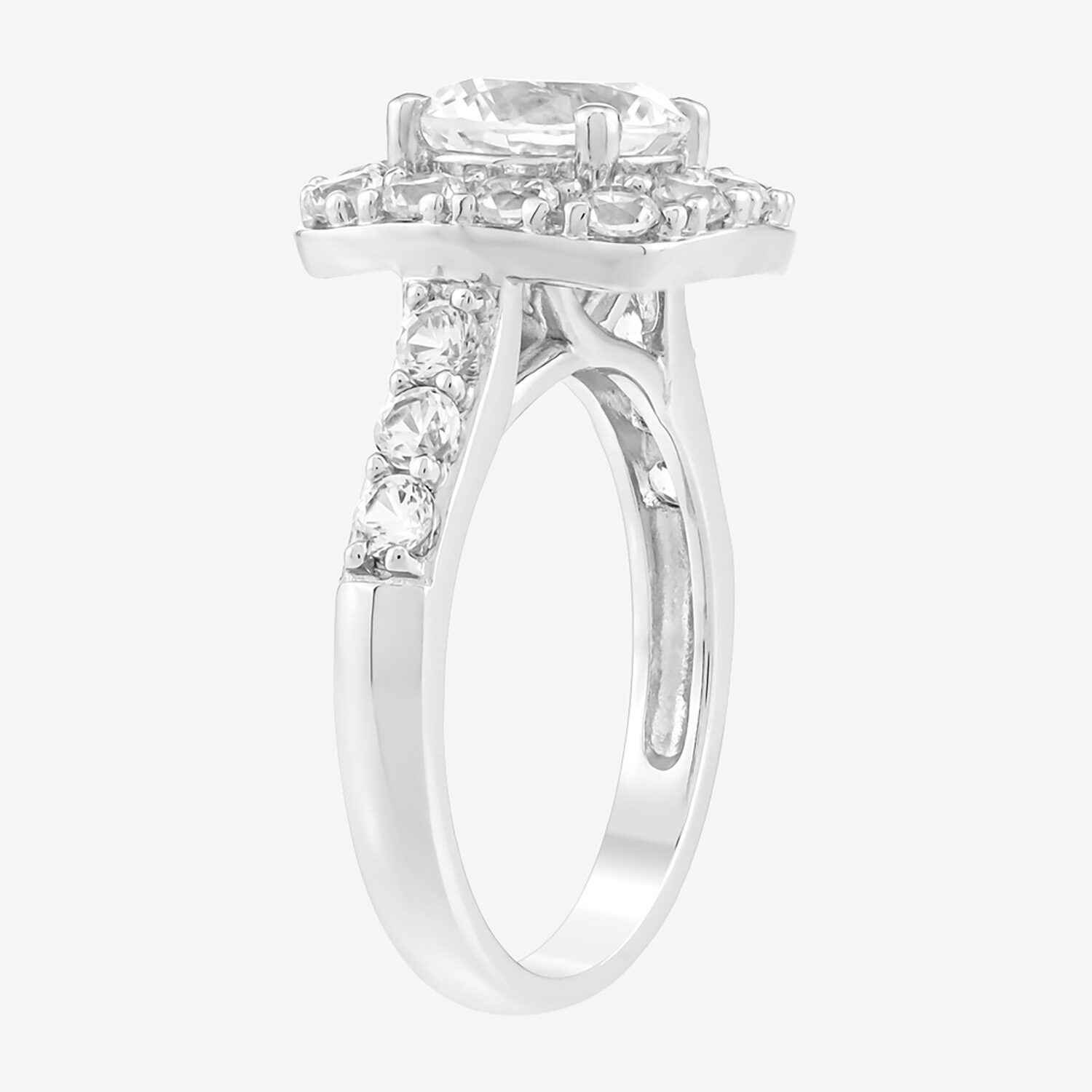 Limited Quantities! Womens Lab Created White Sapphire Sterling Silver Cushion Halo Cocktail Ring