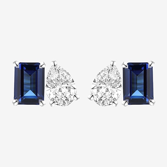 Lab Created Blue Sapphire Sterling Silver 7mm Stud Earrings