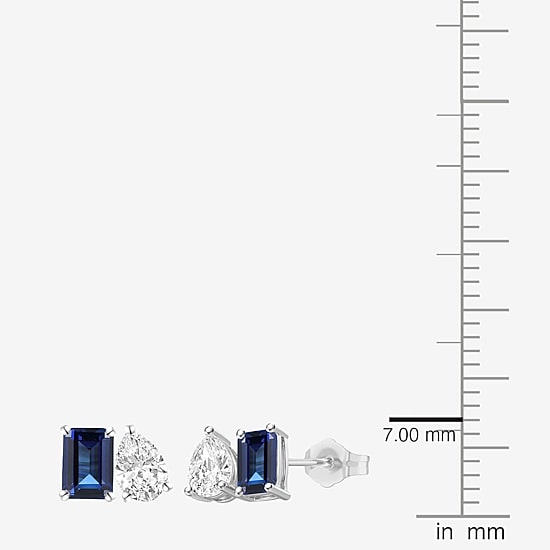 Lab Created Blue Sapphire Sterling Silver 7mm Stud Earrings