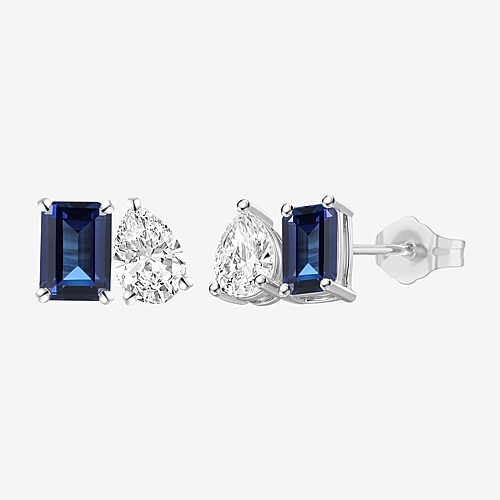 Lab Created Gemstone14K Gold Over Silver 7mm Stud Earrings, One Size, Blue