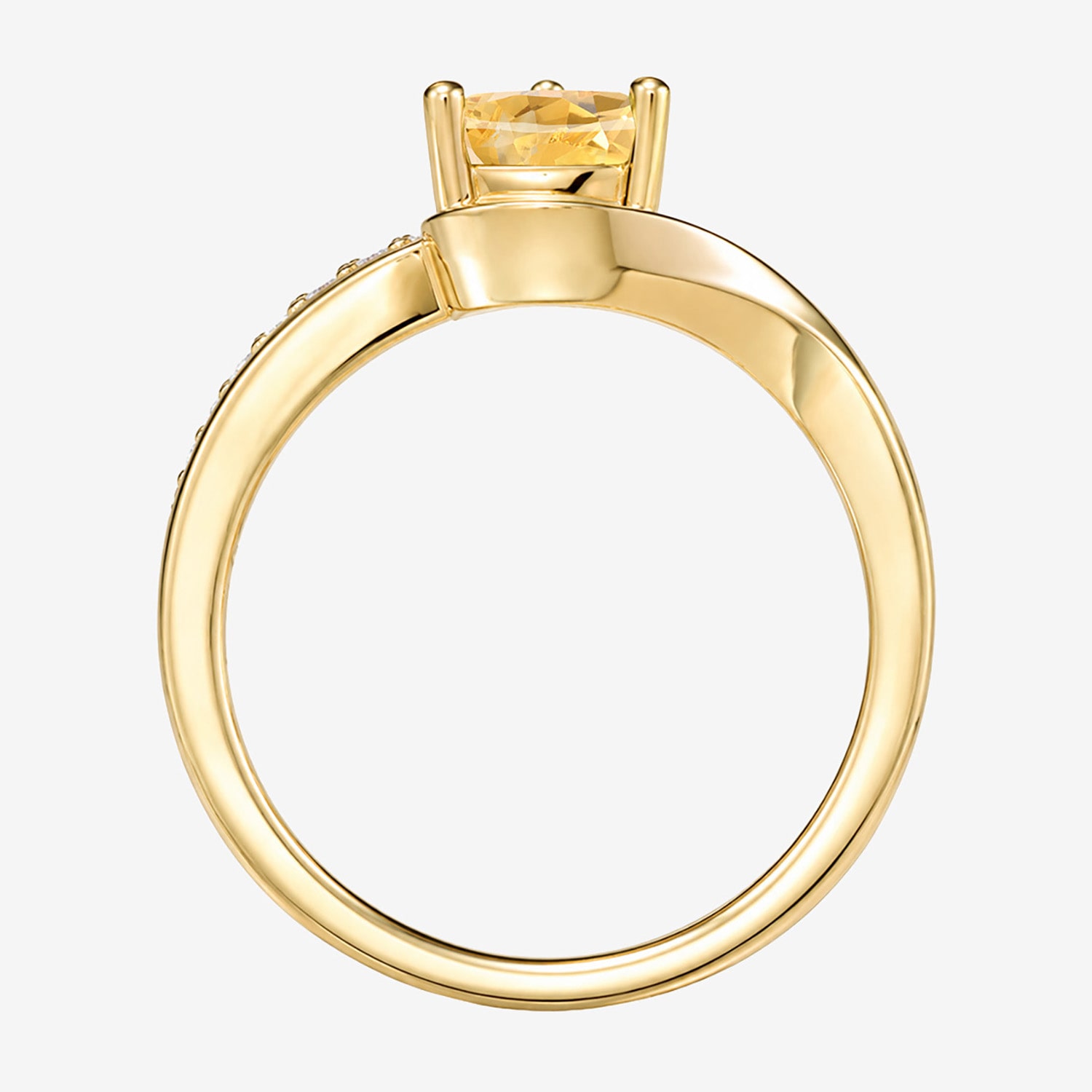 Womens Genuine Yellow Citrine 14K Gold Over Silver Pear Side Stone Cocktail Ring
