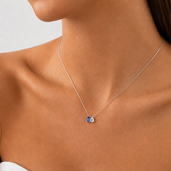 Womens Lab Created Blue Sapphire Sterling Silver 18 Inch Pendant Necklace