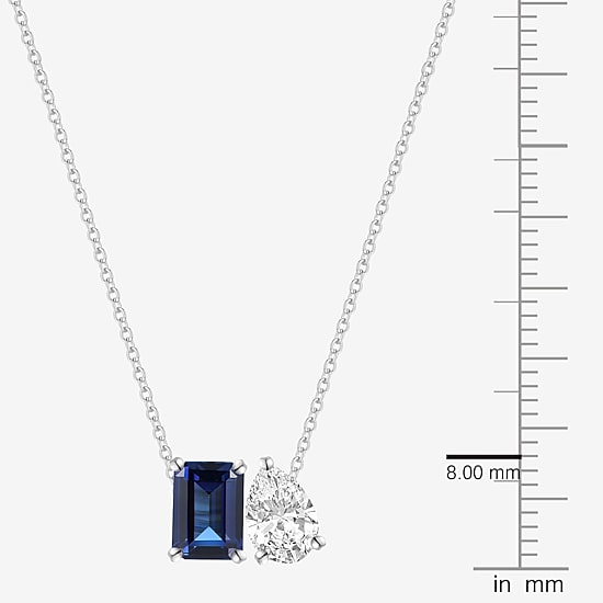 Womens Lab Created Blue Sapphire Sterling Silver 18 Inch Pendant Necklace