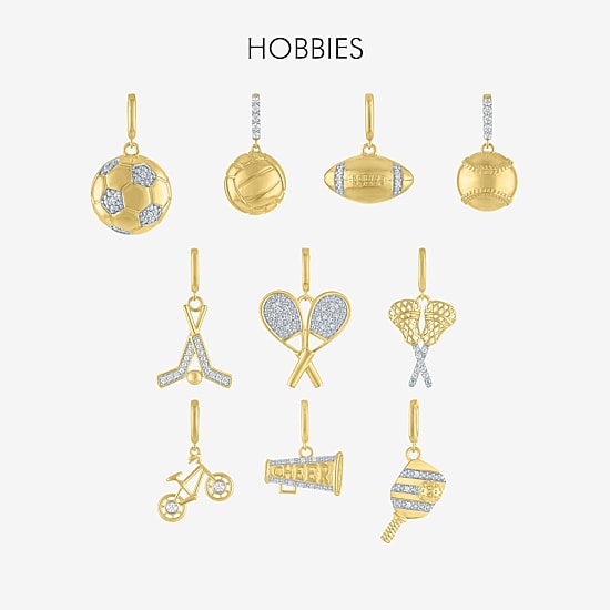 Charmed by Diamond Addiction Diamond Accent Baseball (G-H/ Si2-I1) White Diamond 14K Gold Over Silver Charm