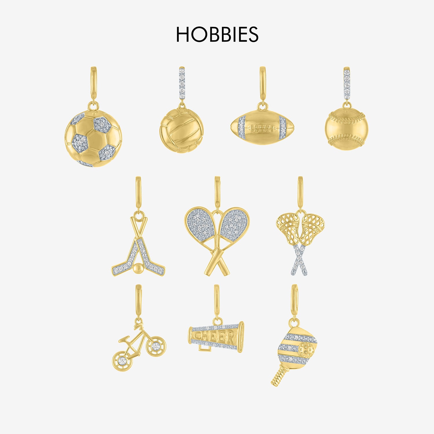 Charmed by Diamond Addiction Accent Football (G-H/ Si2-I1) White 14K Gold Over Silver Charm