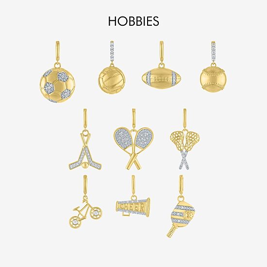 Charmed by Diamond Addiction Diamond Accent Football (G-H/ Si2-I1) White Diamond 14K Gold Over Silver Charm