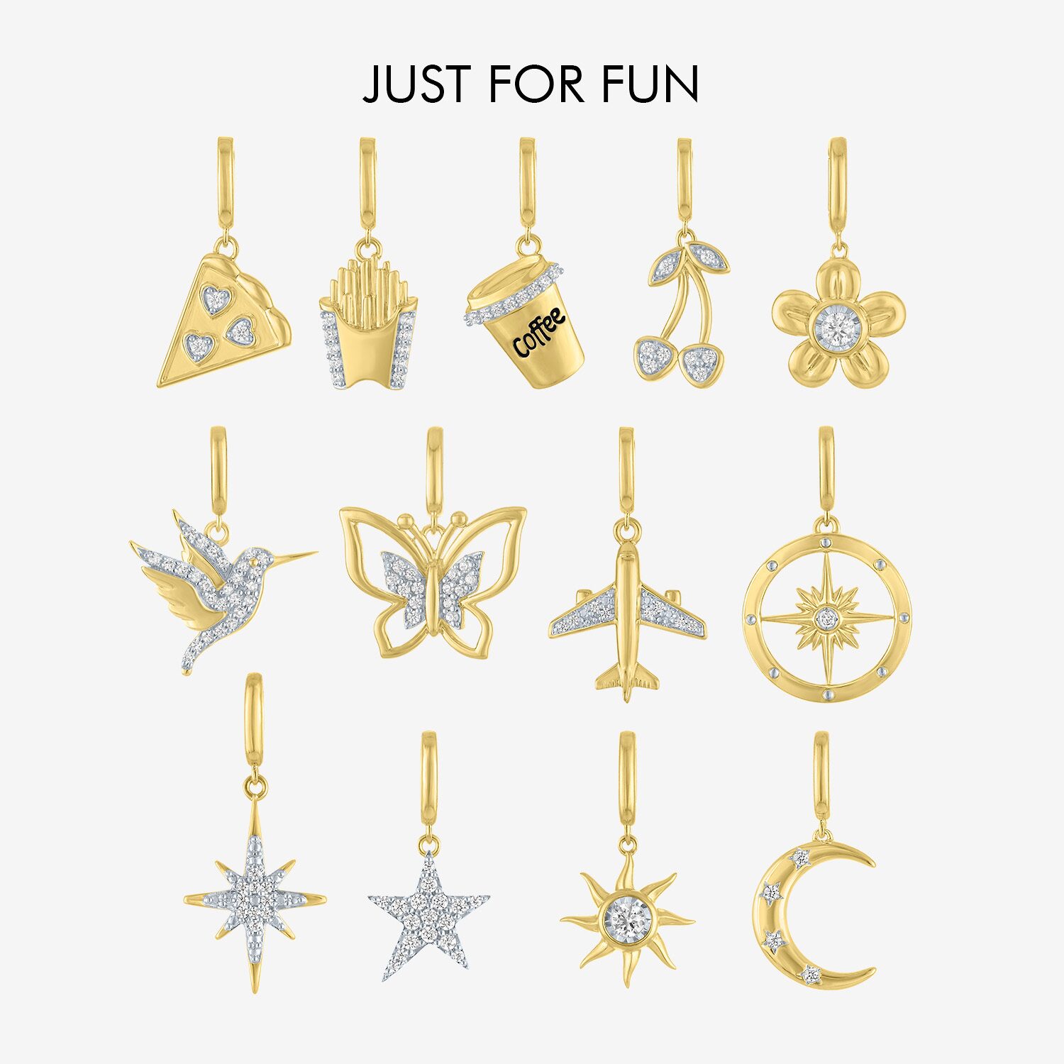 Charmed by Diamond Addiction 1/10 CT. T.W. Star (G-H / Si2- I1) White 14K Gold Over Silver Charm
