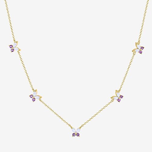 Womens Lab Created White Opal 14K Gold Over Brass Butterfly 16 Inch Pendant Necklace, One Size, White
