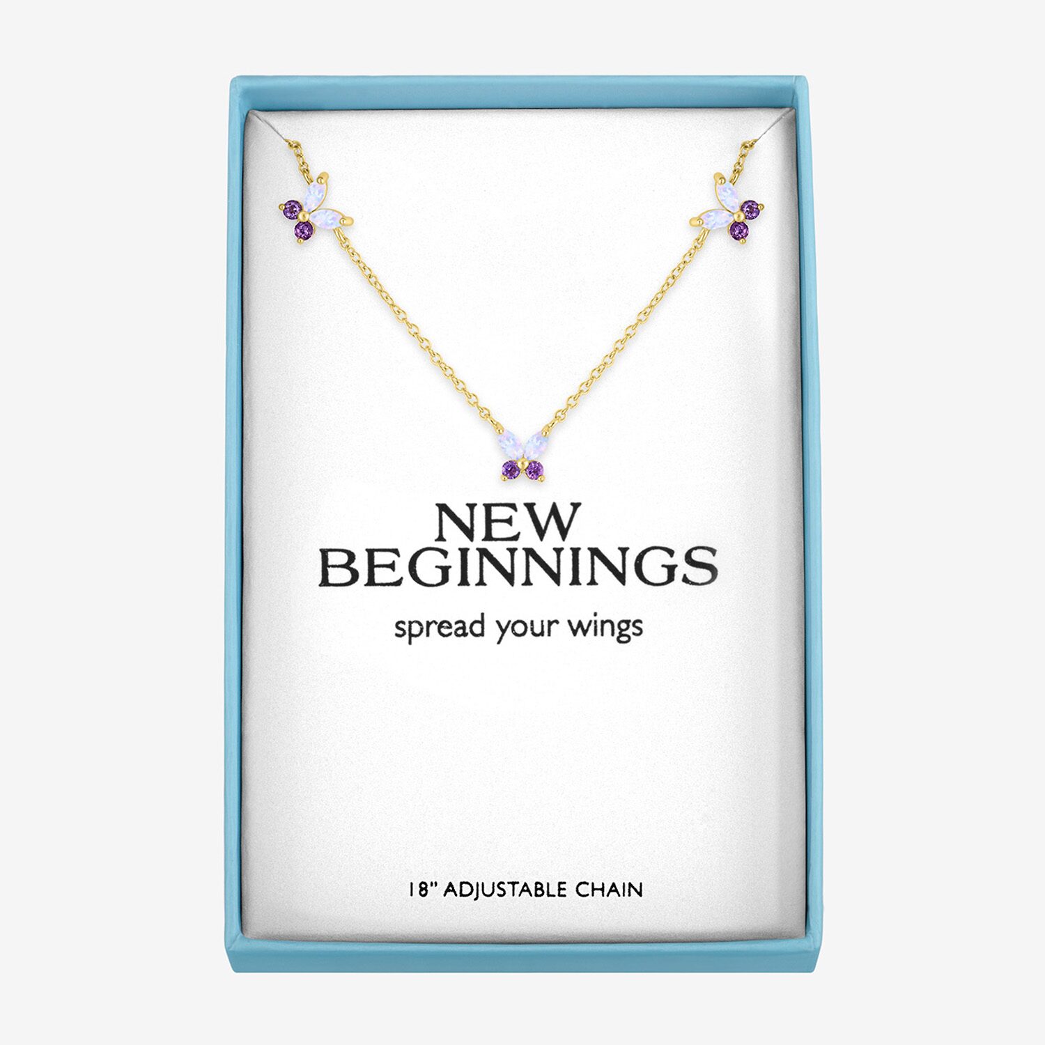 Womens Lab Created White Opal 14K Gold Over Brass Butterfly 16 Inch Pendant Necklace
