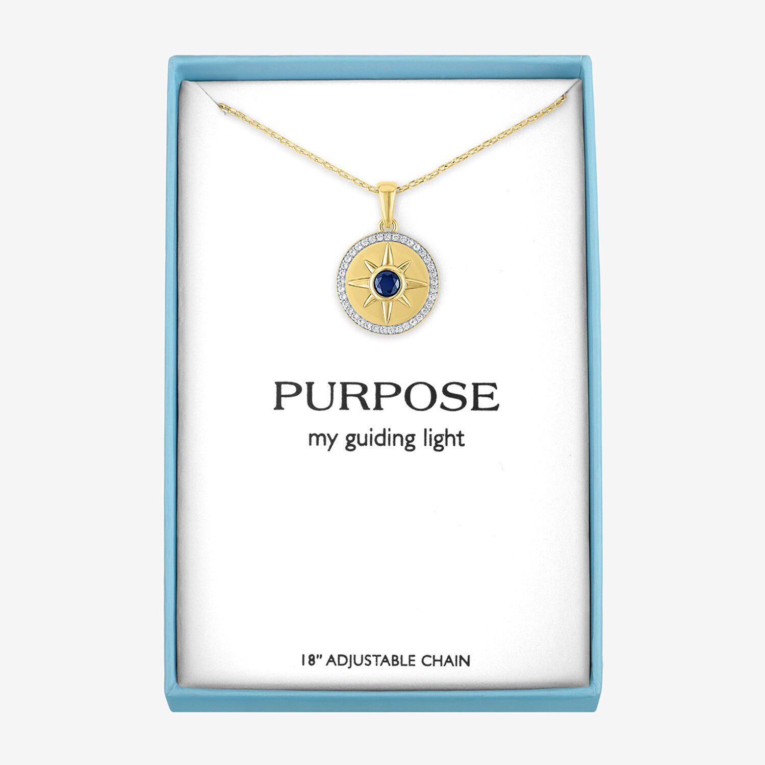 North Star Womens Lab Created Blue Sapphire 14K Gold Over Brass Star 16 Inch Pendant Necklace