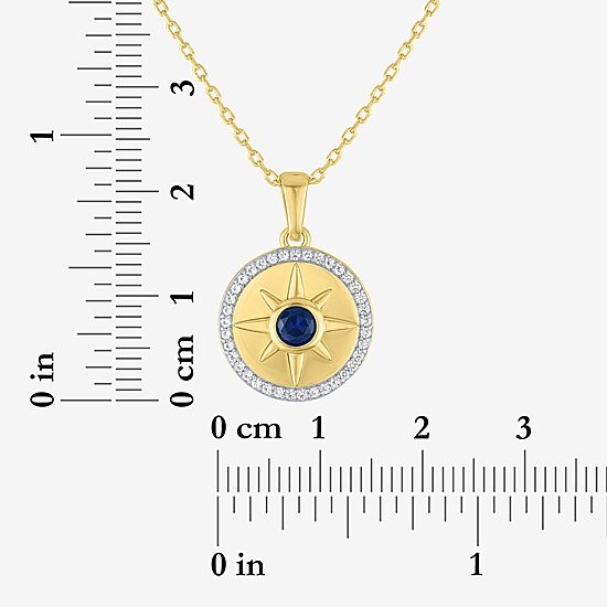 North Star Womens Lab Created Blue Sapphire 14K Gold Over Brass Star 16 Inch Pendant Necklace