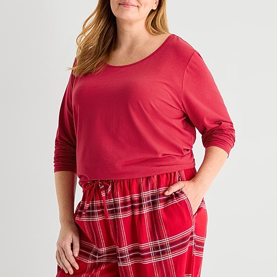 Liz Claiborne Womens Flannel Long Sleeve 3-pc. Pajama Set