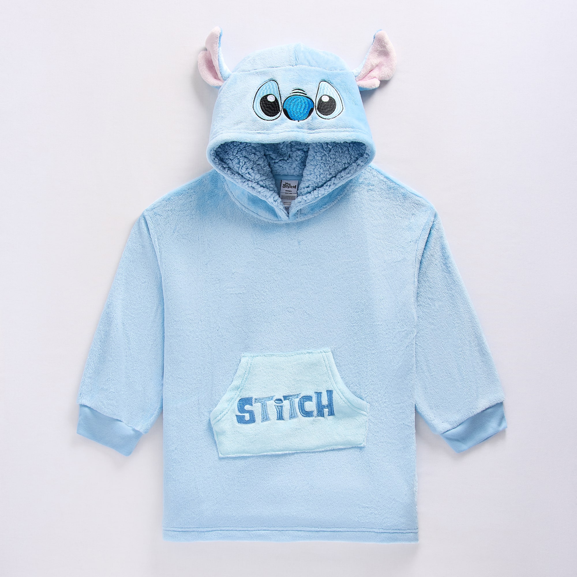 Disney Collection Girls Long Sleeve Embroidered Stitch Fleece Hoodie