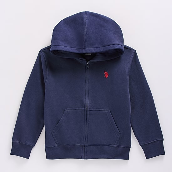 U.S. Polo Assn. Little & Big Kid Boys Long Sleeve Embroidered Fleece Zipper Hoodie