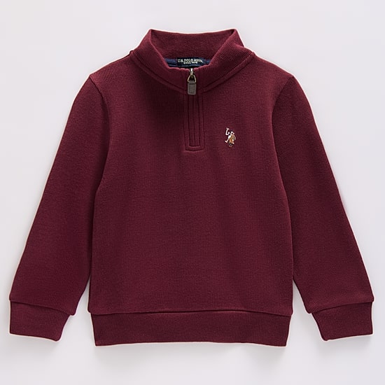 U.S. Polo Assn. Toddler Boys Mock Neck Long Sleeve Casual Quarter-Zip Pullover