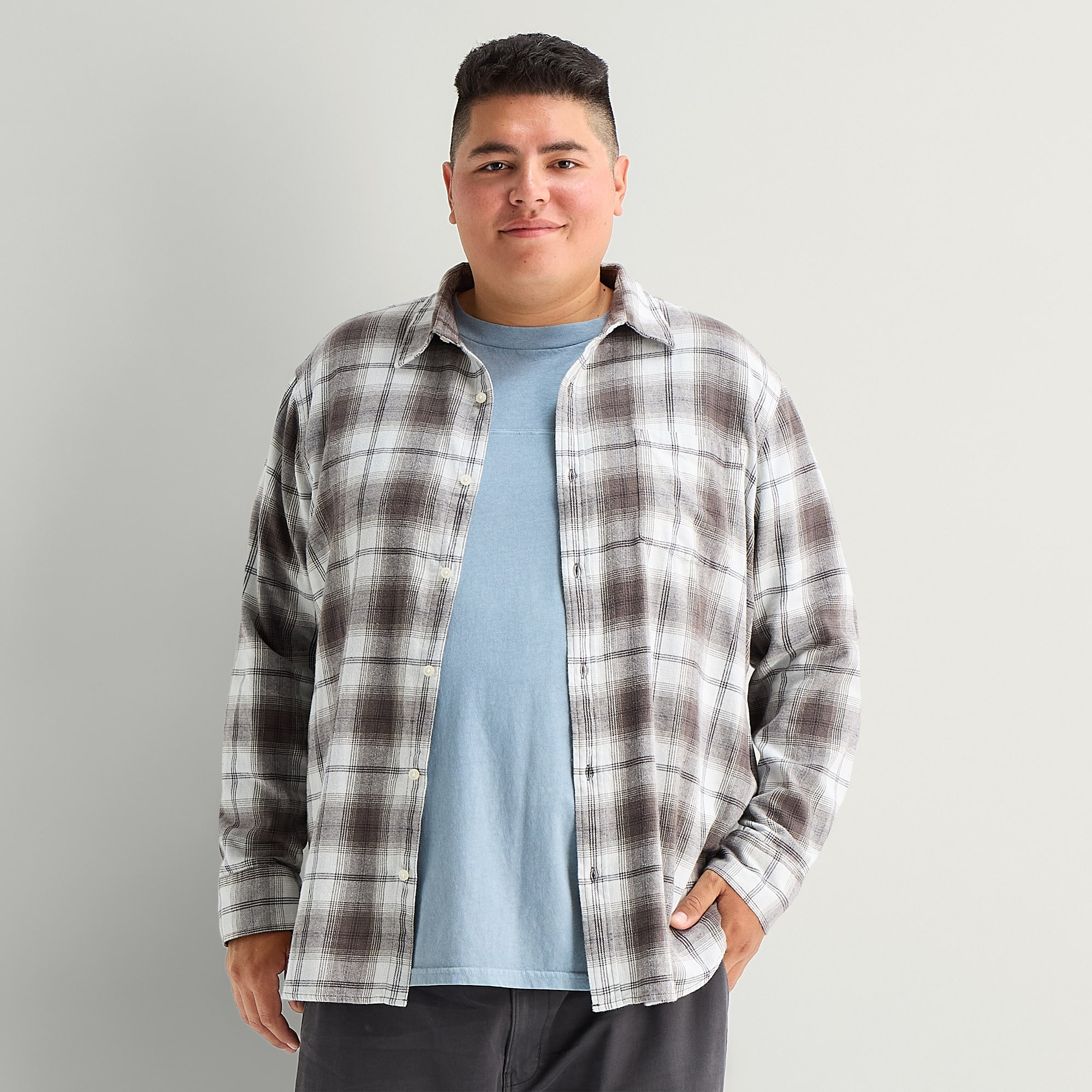 Arizona Mens Long Sleeve Boxy Fit Big and Tall Flannel Shirt