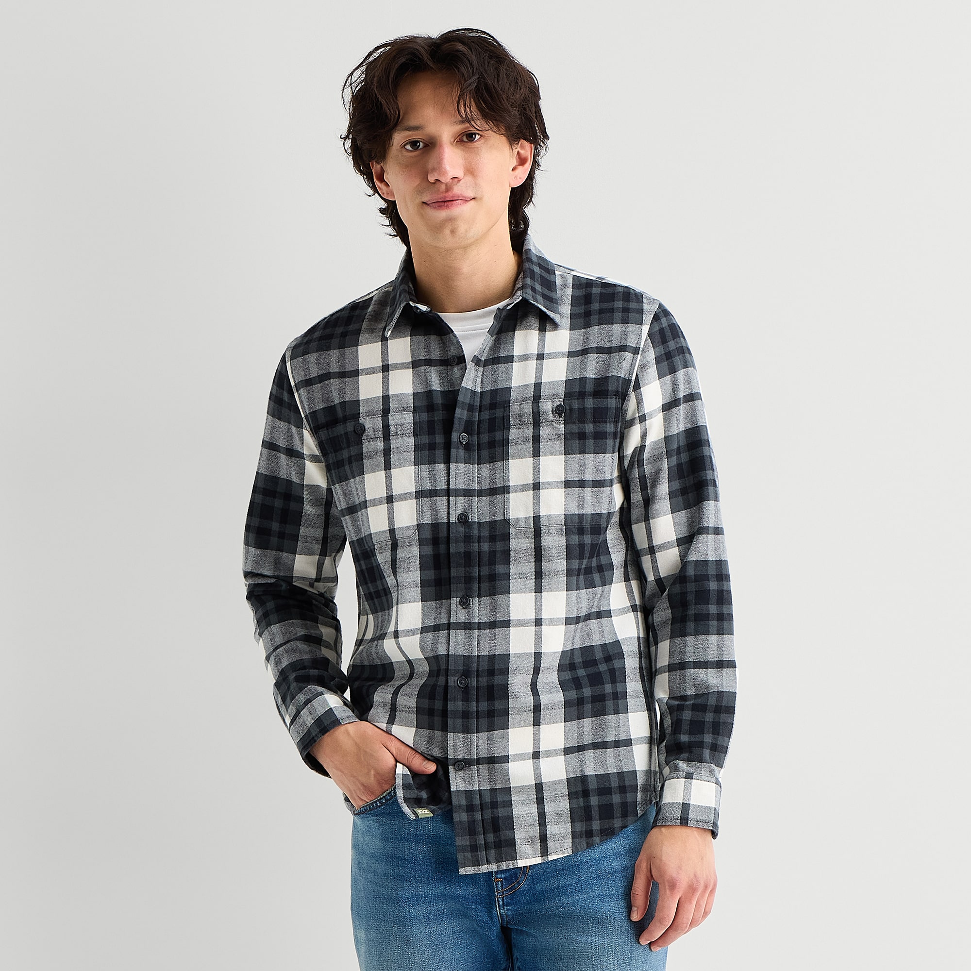 mutual weave Mens Long Sleeve Classic Fit Flannel Shirt