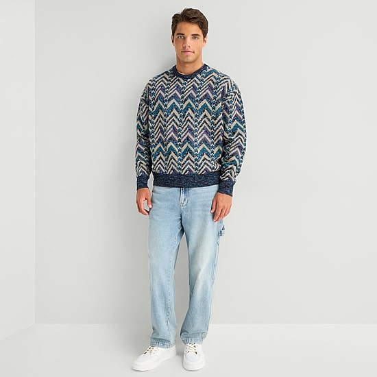 Arizona Mens Crew Neck Long Sleeve Pullover Sweater
