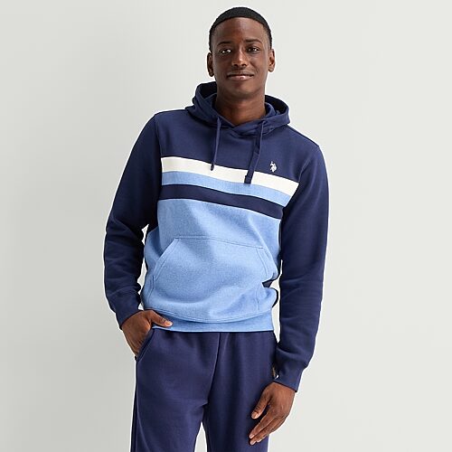 Uspa U.s. Polo Assn. Fleece Mens Long Sleeve Embroidered Fleece Hoodie In Blue