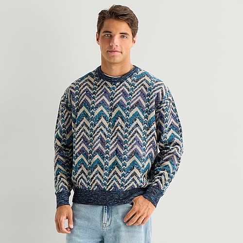 Arizona Mens Crew Neck Long Sleeve Pullover Sweater In Blue