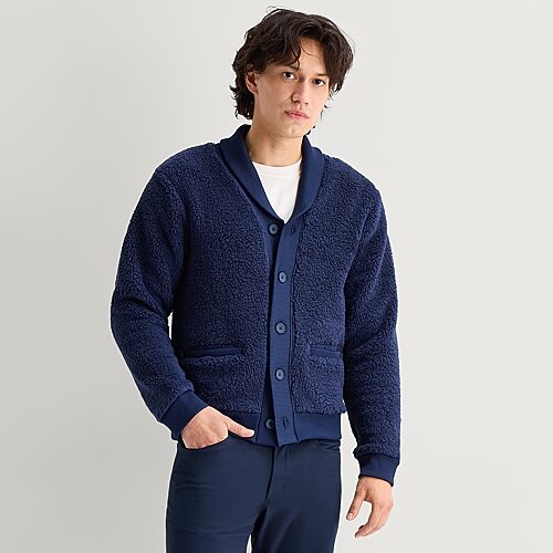 Stylus Mens V Neck Long Sleeve Cardigan In Blue