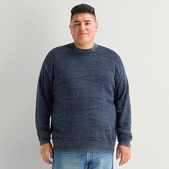 Arizona Big and Tall Mens Crew Neck Long Sleeve Pullover Sweater