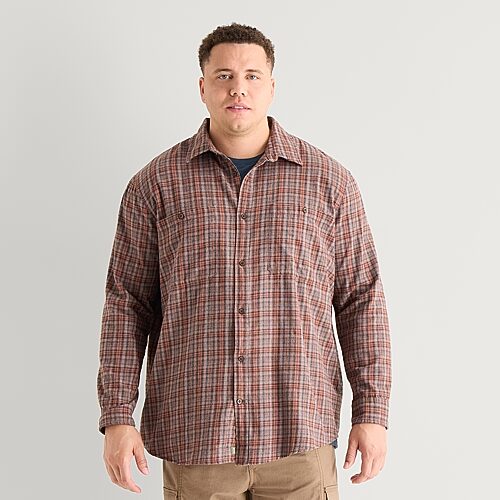 mutual weave Mens Long Sleeve Classic Fit Big and Tall Flannel Shirt, 1x-large Tall, Red