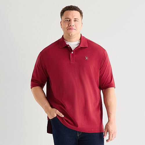 Uspa U.s. Polo Assn. Interlock Big And Tall Mens Regular Fit Short Sleeve Polo Shirt In Red