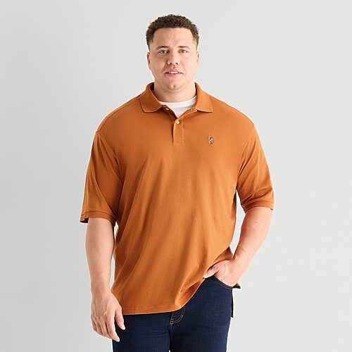 Uspa U.s. Polo Assn. Interlock Big And Tall Mens Regular Fit Short Sleeve Polo Shirt In Brown