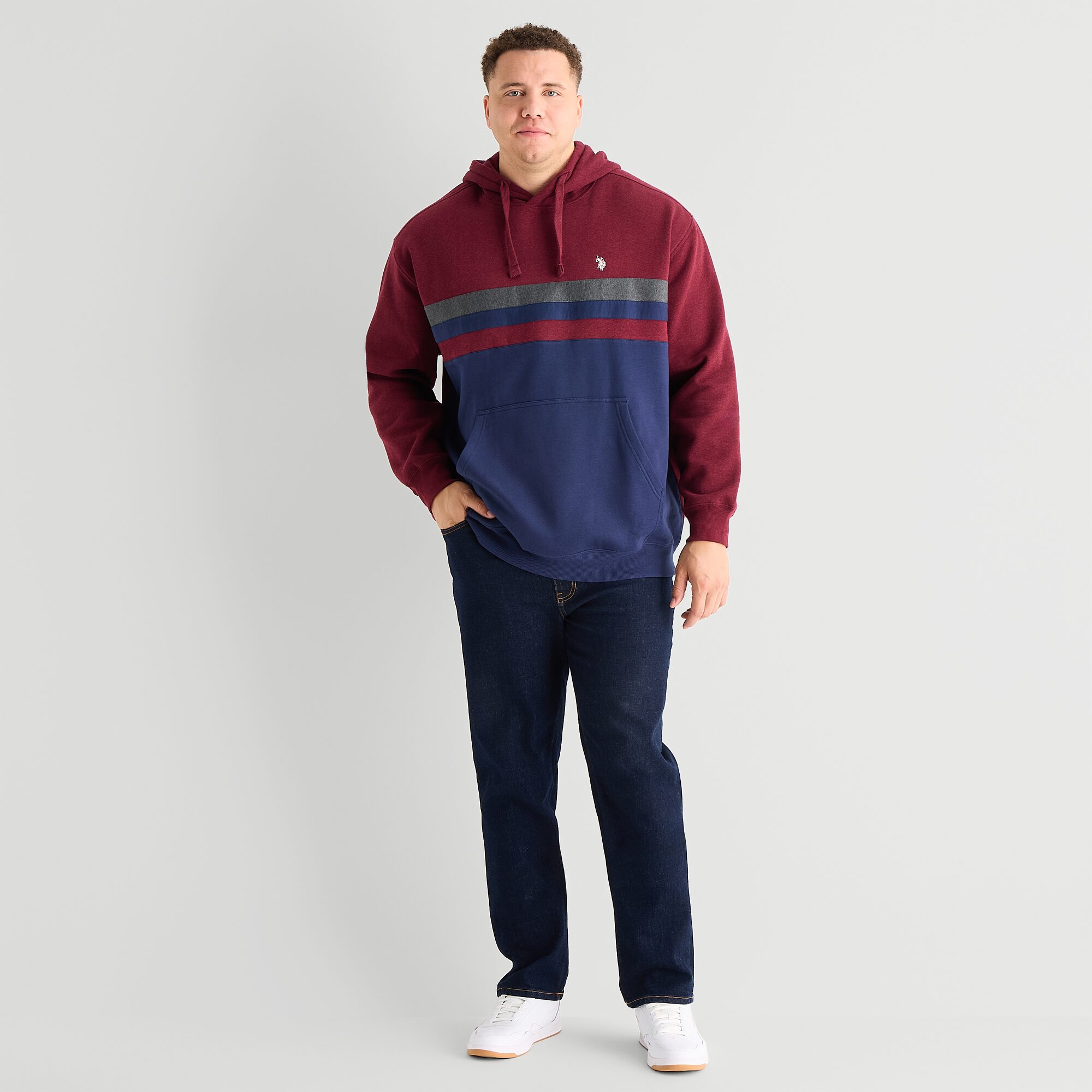 U.S. Polo Assn. Fleece Mens Long Sleeve Embroidered Big and Tall Hoodie