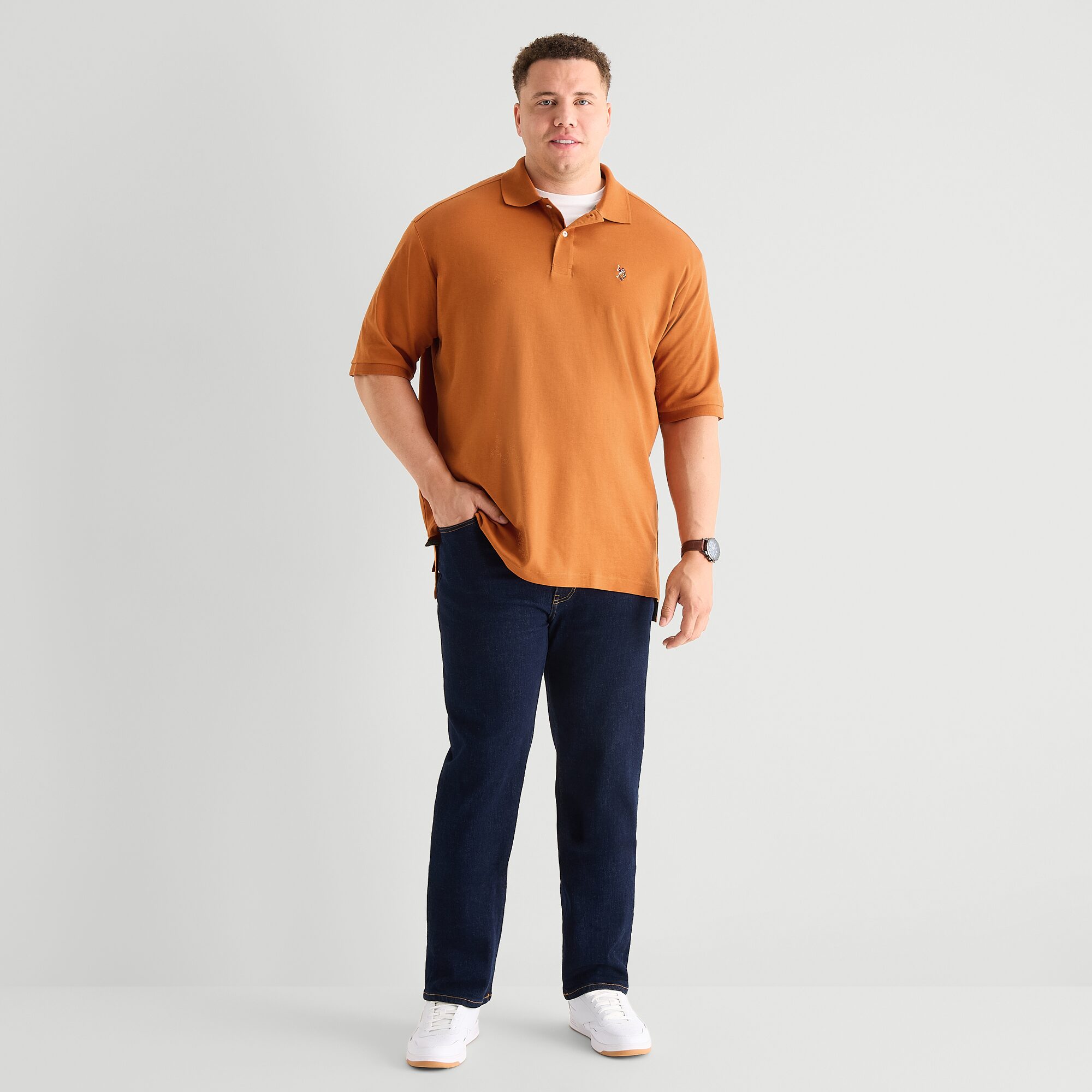 U.S. Polo Assn. Interlock Big and Tall Mens Regular Fit Short Sleeve Shirt