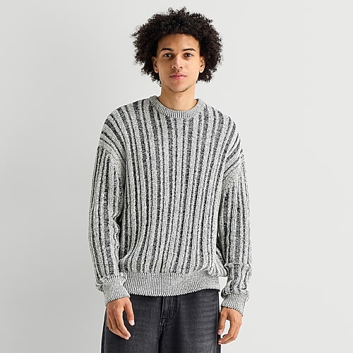 Arizona Mens Crew Neck Long Sleeve Pullover Sweater In Black