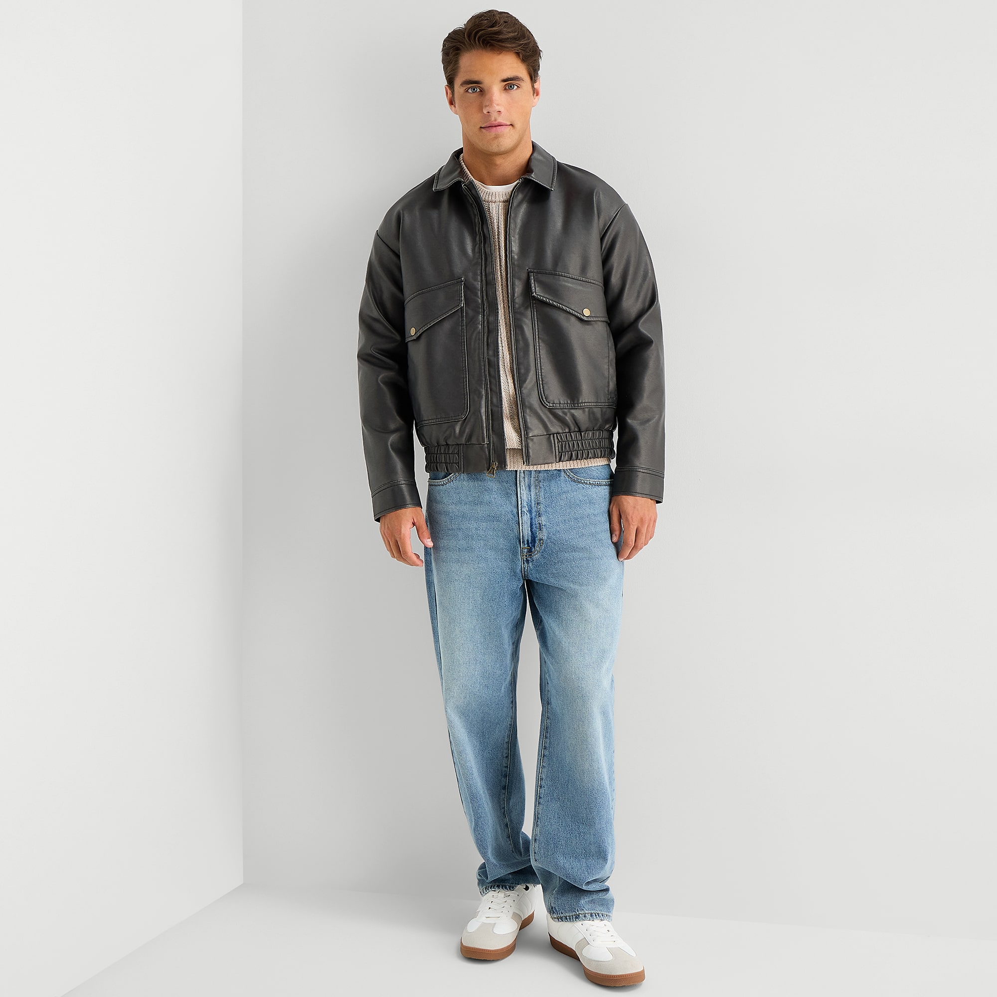 Arizona Mens Faux Leather Bomber Jacket