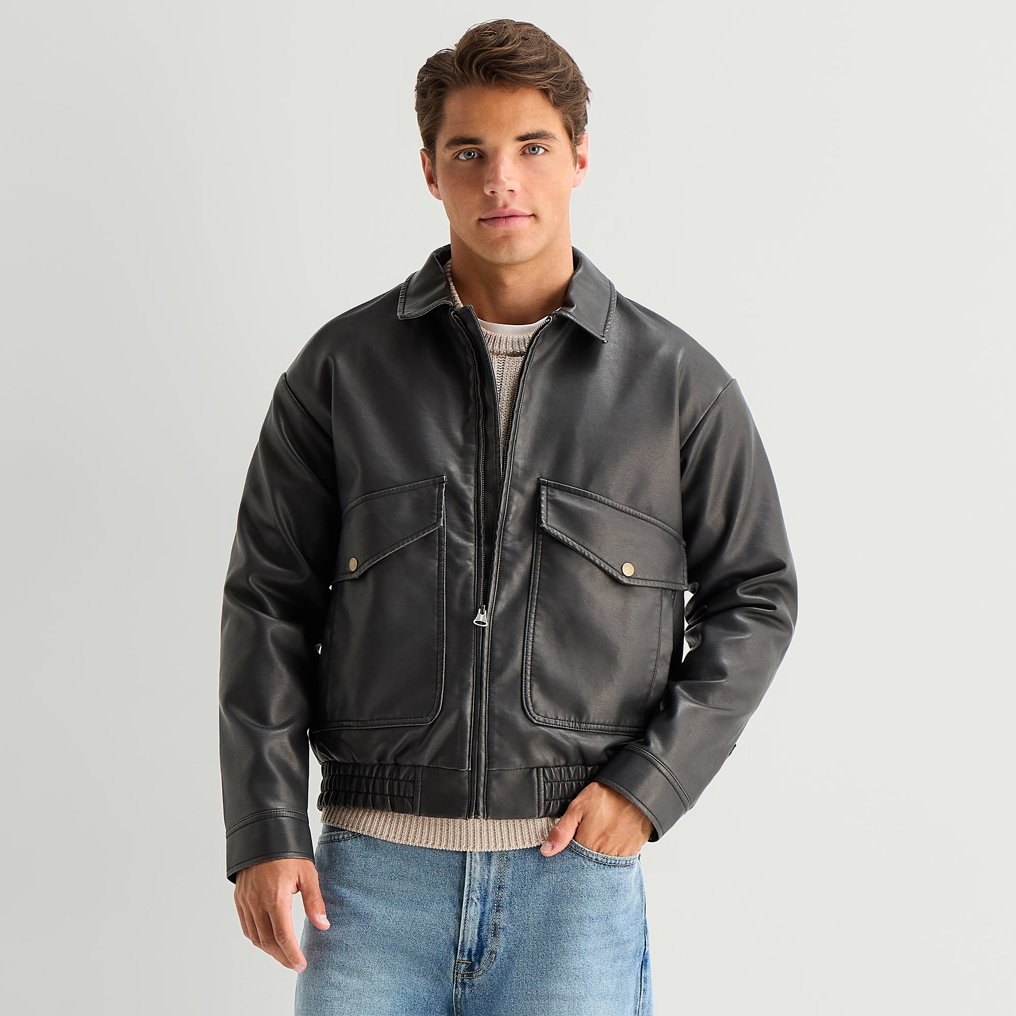 Arizona Mens Faux Leather Bomber Jacket