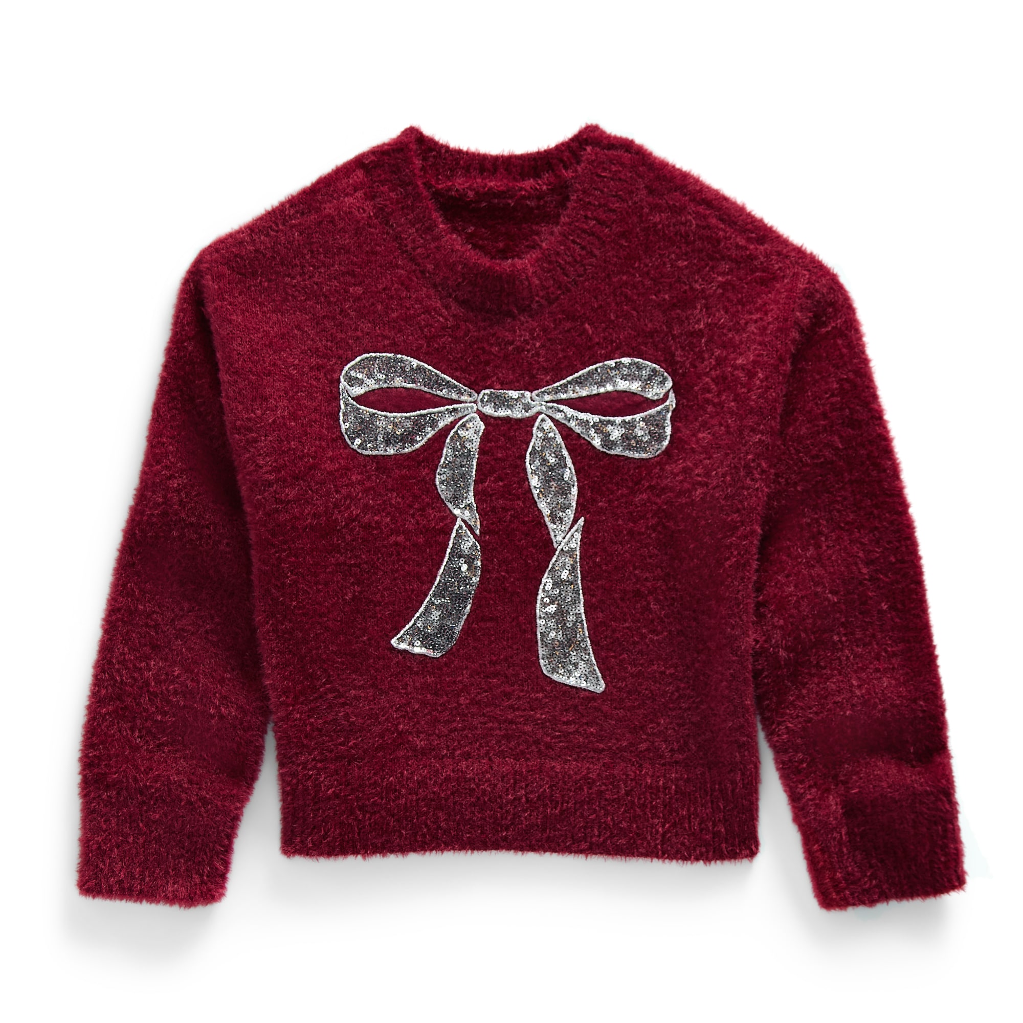 Little & Big Kid Jingle Ball Girls Crew Neck Long Sleeve Pullover Sweater