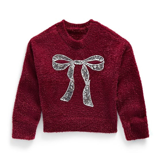 Little & Big Kid Jingle Ball Girls Crew Neck Long Sleeve Pullover Sweater