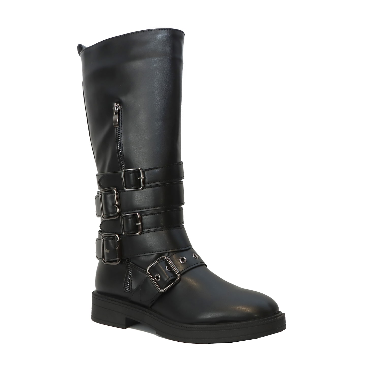 Yoki Womens Rhina Flat Heel Motorcycle Boots