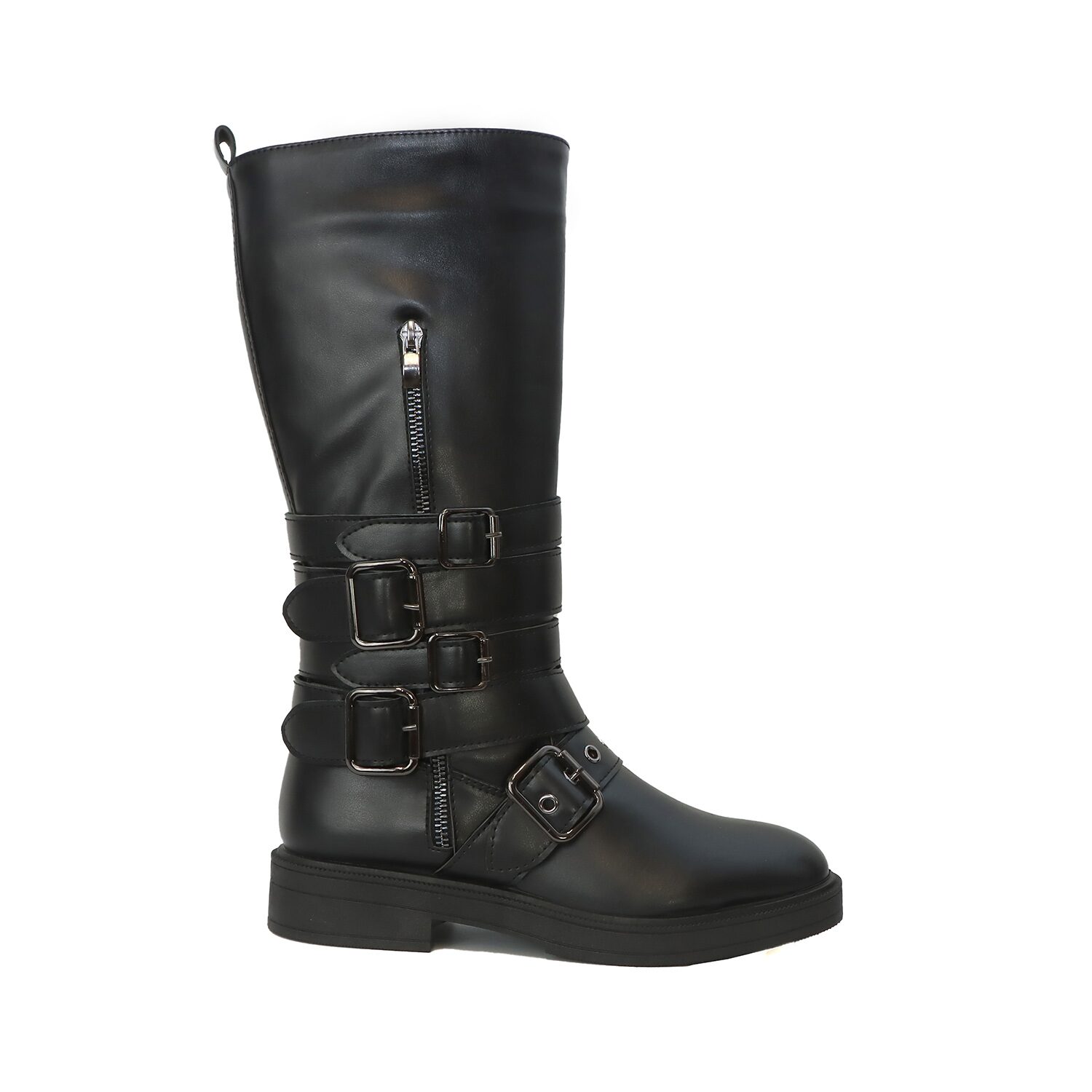 Yoki Womens Rhina Flat Heel Motorcycle Boots
