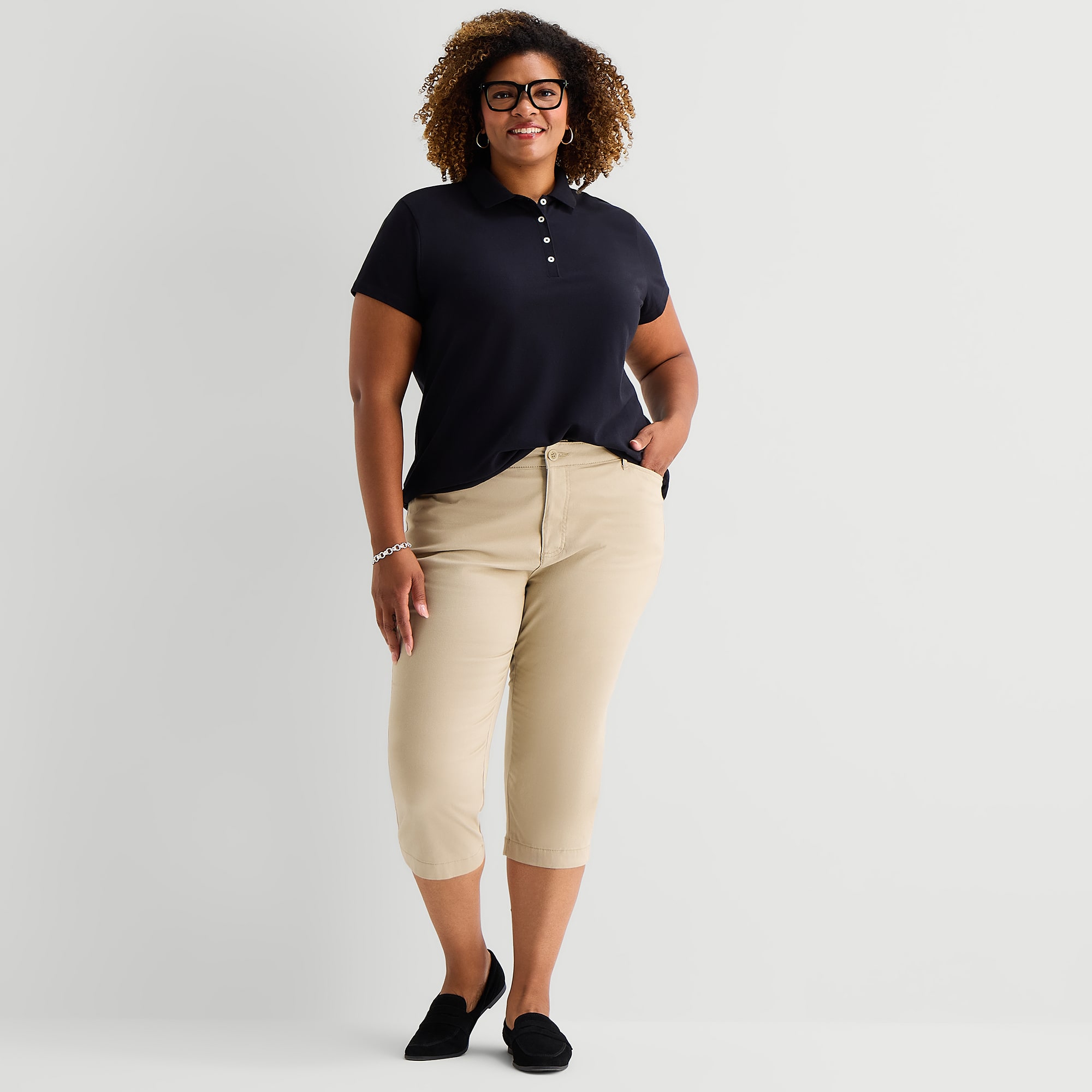 St. John's Bay Womens Plus Straight Mid Rise Capri Pant