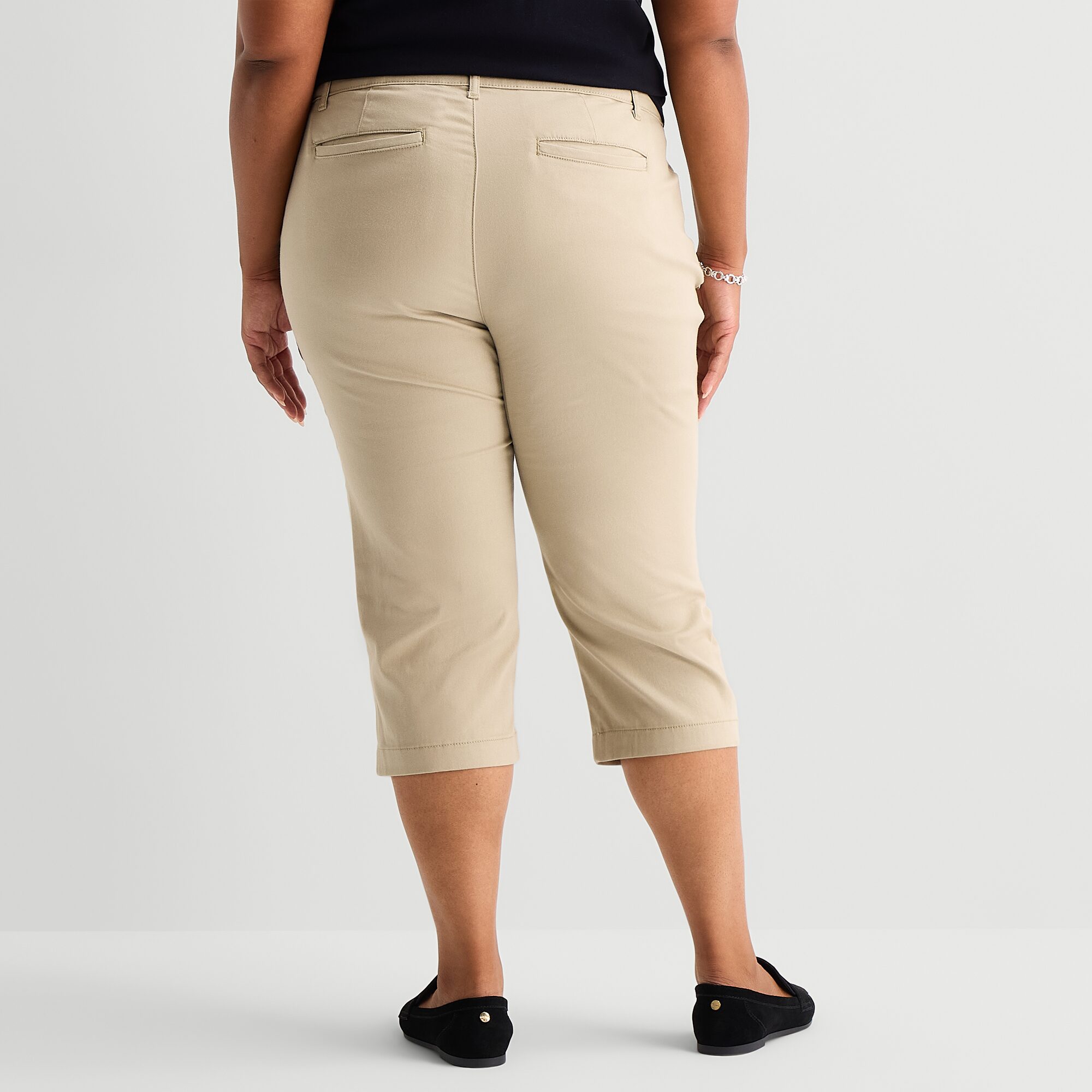 St. John's Bay Womens Plus Straight Mid Rise Capri Pant