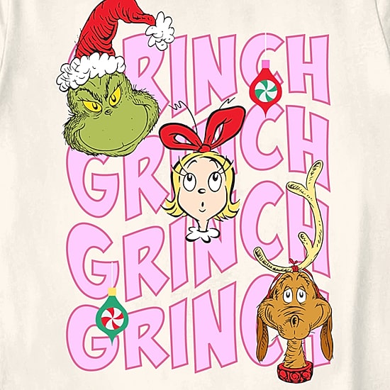 Little & Big Kid Girls Crew Neck Short Sleeve Regular Fit Grinch Graphic T-Shirt