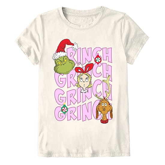 Little & Big Kid Girls Crew Neck Short Sleeve Regular Fit Grinch Graphic T-Shirt