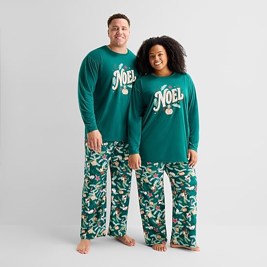 North Pole Trading Co. Unisex Adult Crew Neck Long Sleeve 2-pc. Matching Family Plus Pajama Set