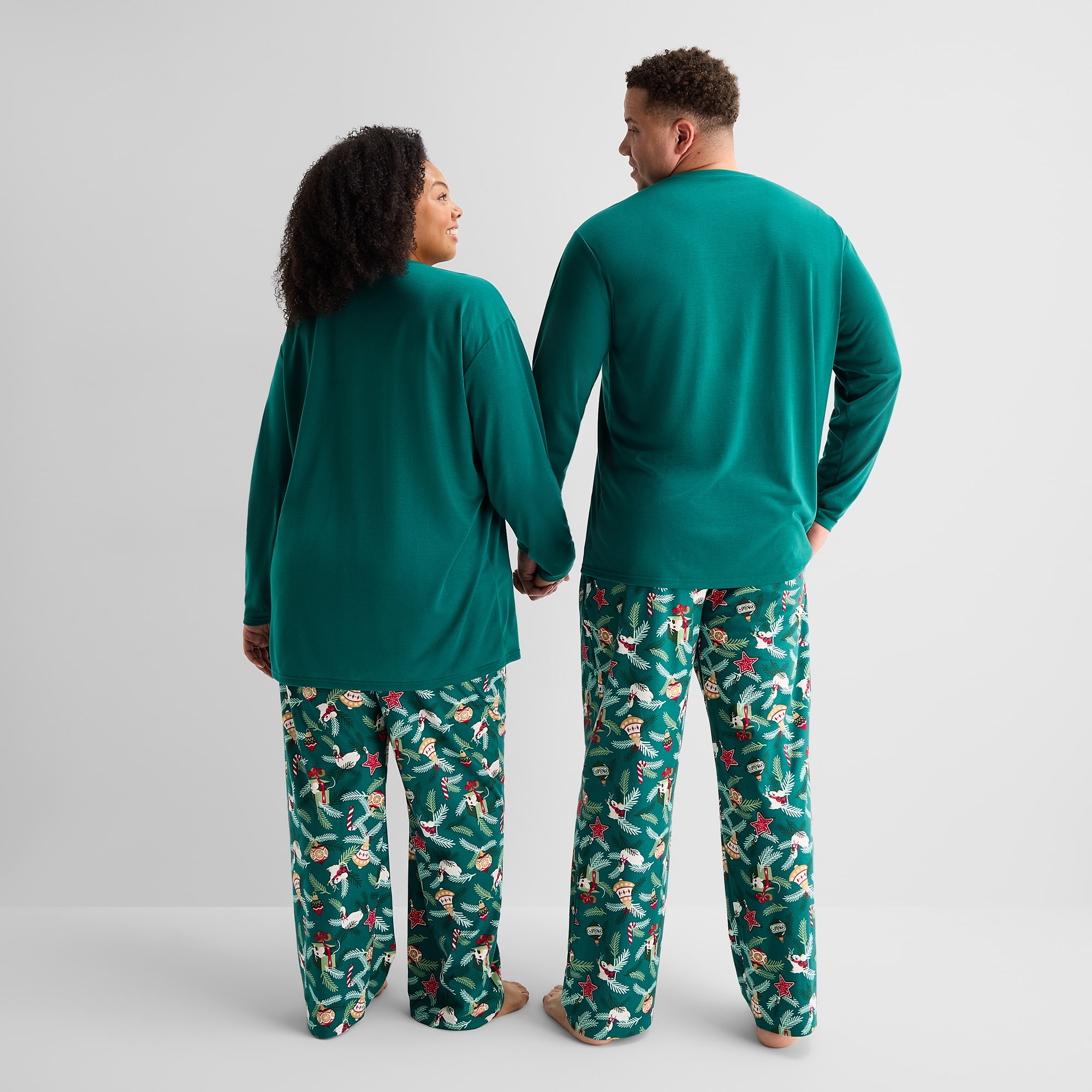 North Pole Trading Co. Unisex Adult Crew Neck Long Sleeve 2-pc. Matching Family Plus Pajama Set
