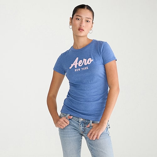 Aéropostale Womens Crew Neck Short Sleeve Classic Fit Graphic T-shirt In Blue