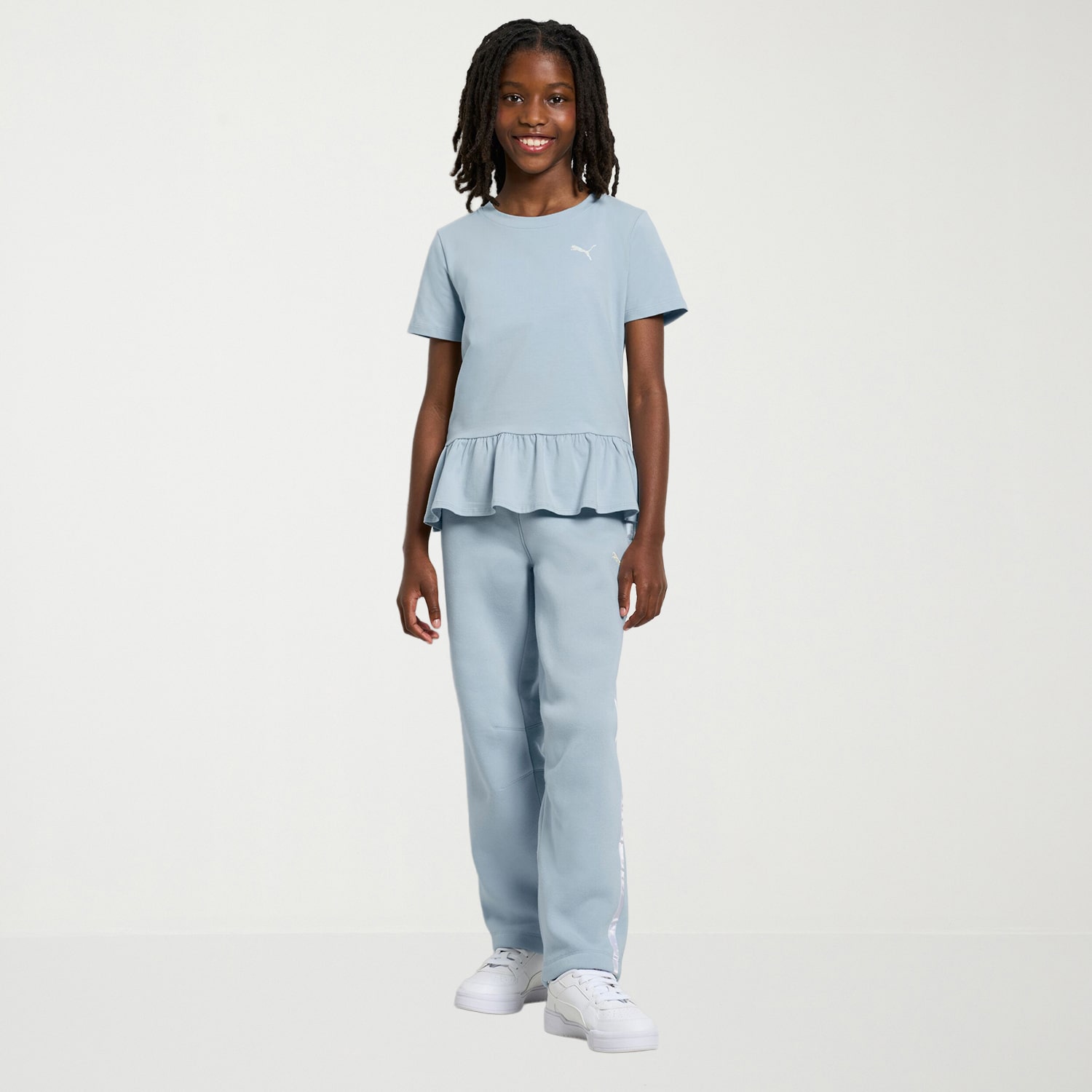 PUMA Big Kid Girls Round Neck Short Sleeve Classic Fit Graphic T-Shirt