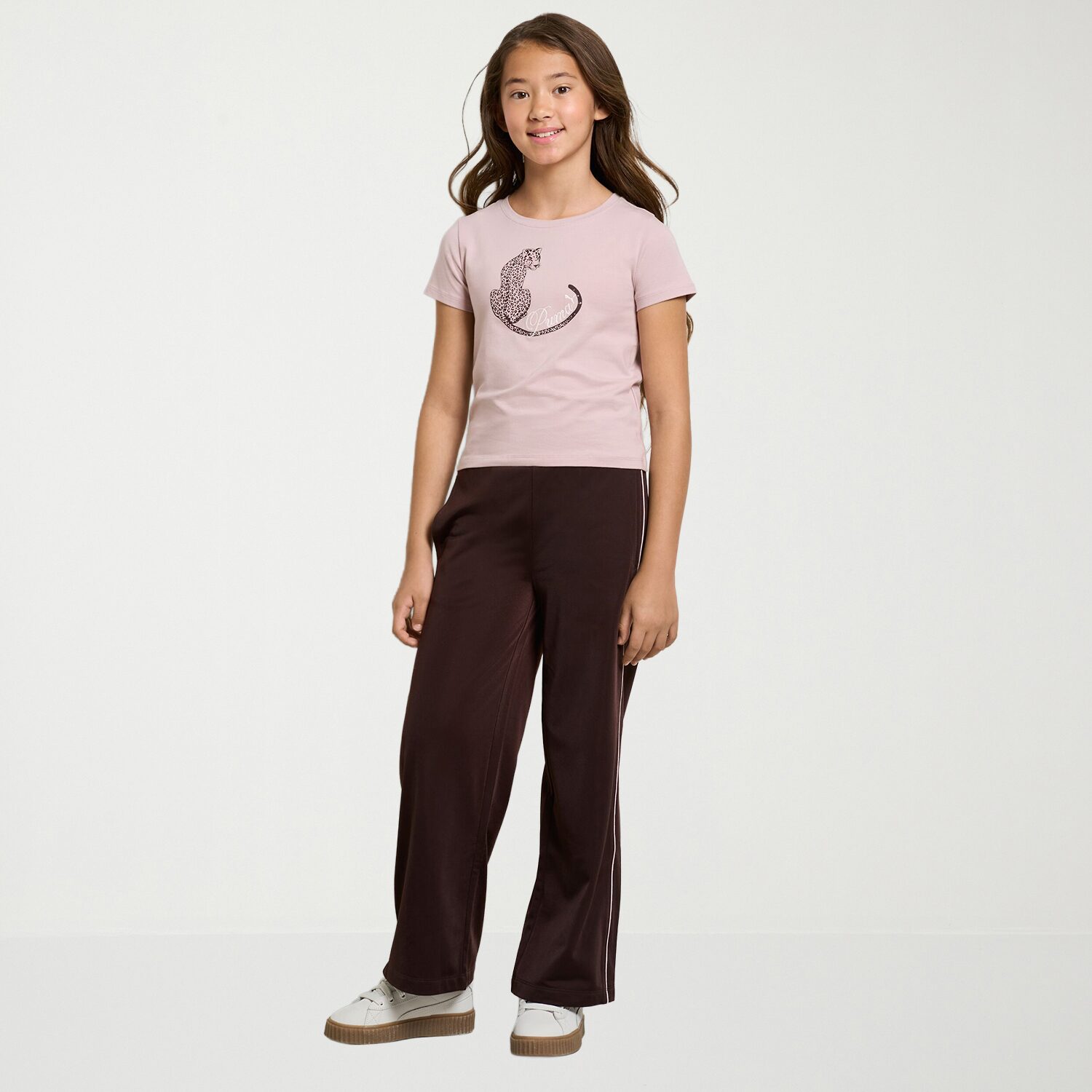 PUMA Big Kid Girls Round Neck Short Sleeve Classic Fit Graphic T-Shirt