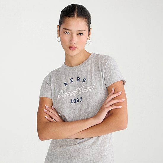 AEROPOSTALE Womens Crew Neck Short Sleeve Classic Fit Graphic T-Shirt