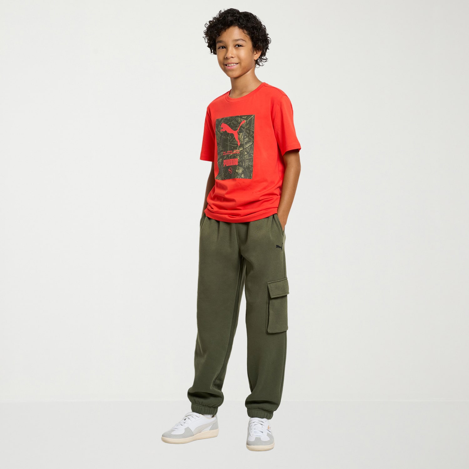 PUMA Big Kid Boys Mid Rise Cuffed Regular Fit Fleece Pull-On Pant