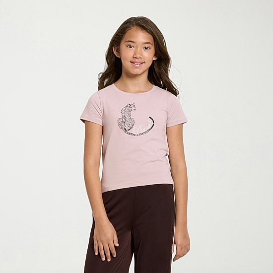 PUMA Big Kid Girls Round Neck Short Sleeve Classic Fit Graphic T-Shirt